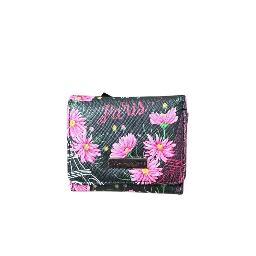 Tahari - NWT - Floral Paris Wallet - Black and Pink